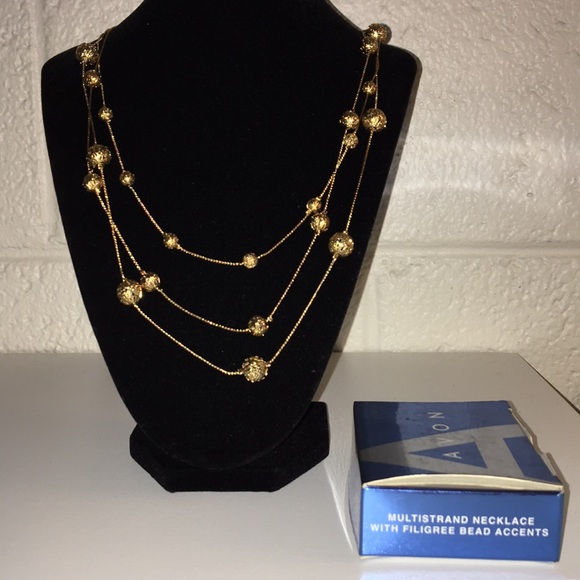 Avon Multi-strand Necklace With Filigree Beads - Picture 1 of 3